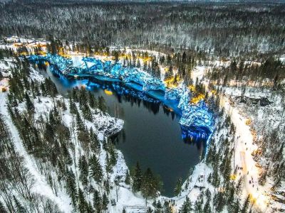 Новый Год в эко-Карелии за 3 дня: Дед Мороз Джухани, мраморный каньон Рускеала, долина водопадов и природный зоопарк!