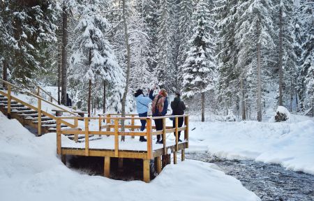 Новогодние хиты Карелии: долина водопадов, хаски и музей в скале