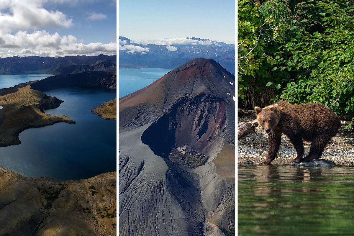 Курильское озеро, кальдера вулкана Ксудач и Ходутка (на вертолете)