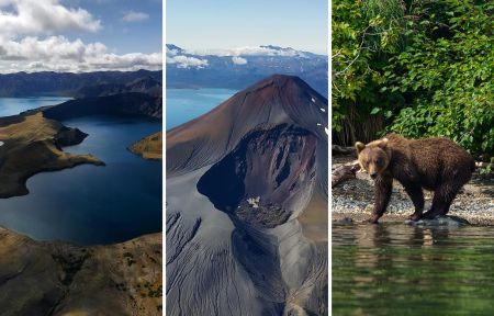 Курильское озеро, кальдера вулкана Ксудач и Ходутка (на вертолете)