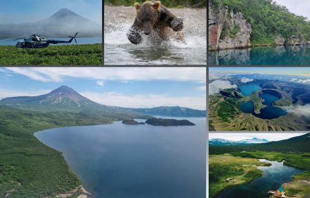 Курильское озеро, кальдера вулкана Ксудач и Ходутка (на вертолете)